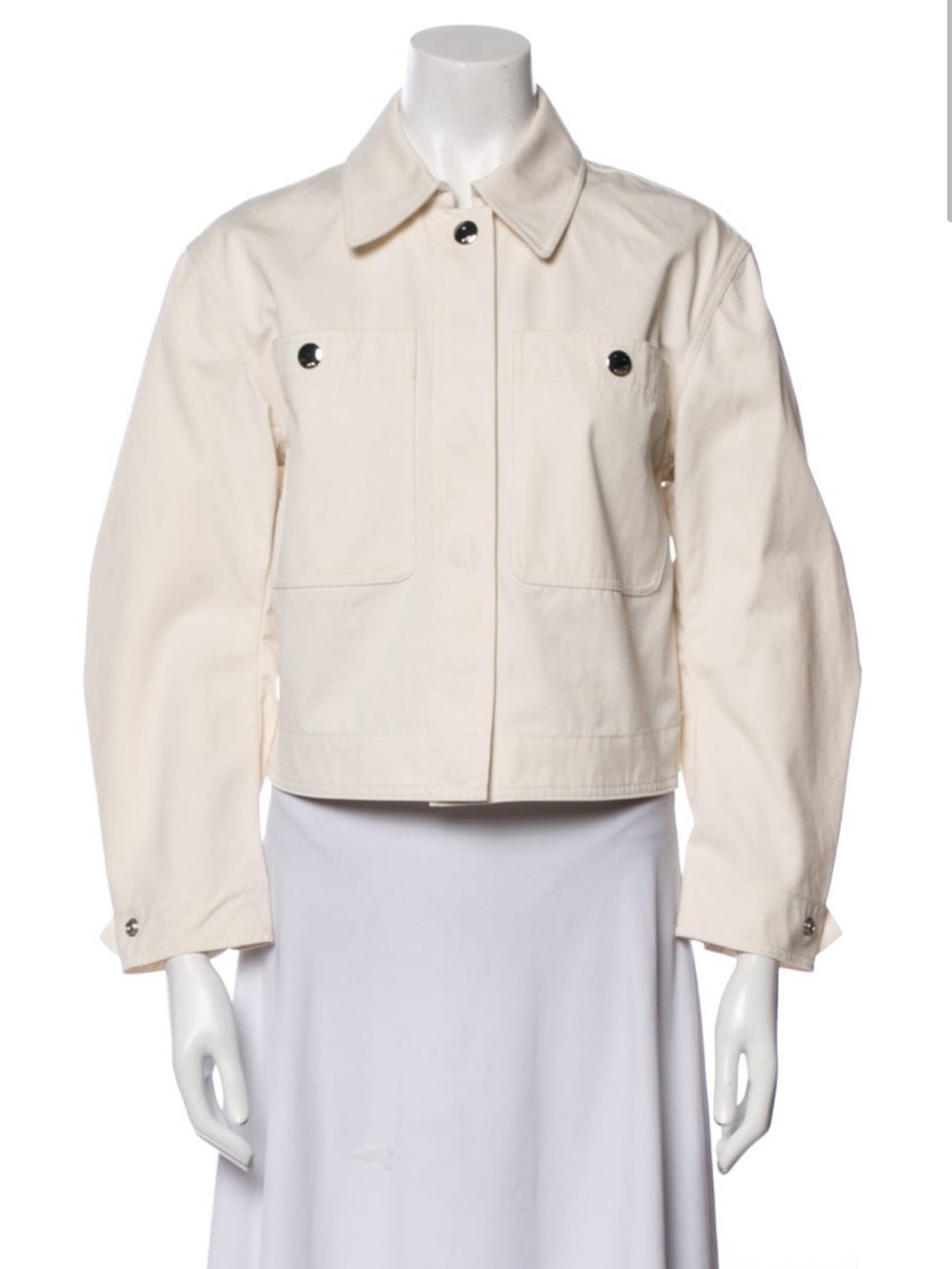 AYR Cream Cotton Cropped Utility Jacket